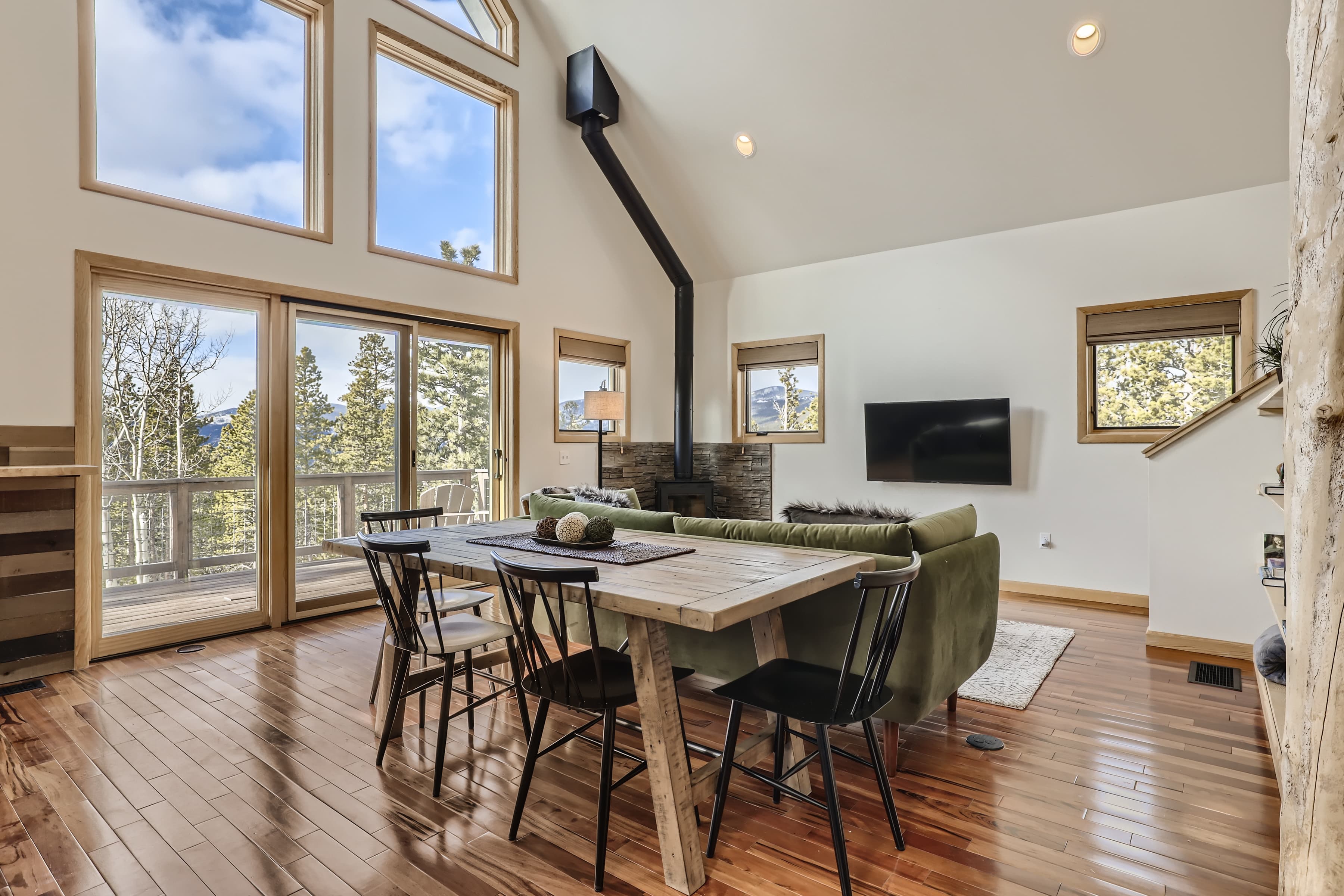 Open dining and living space at Rowdy's Colorado chalet