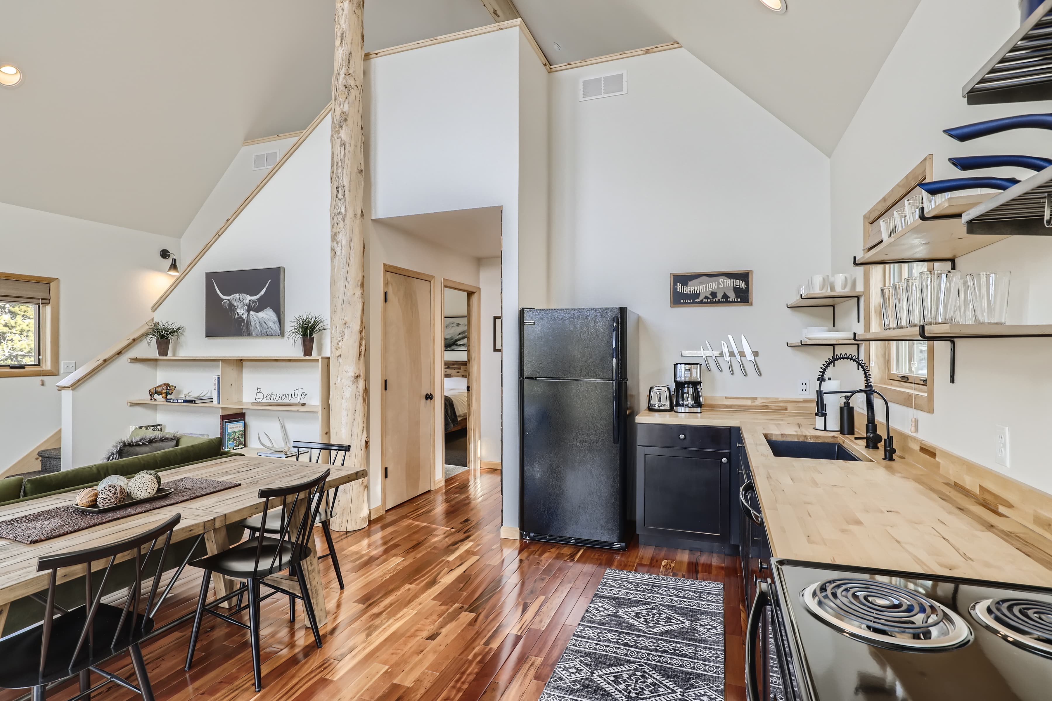 Fully equipped kitchen at Rowdy's Mountain Chalet near Denver